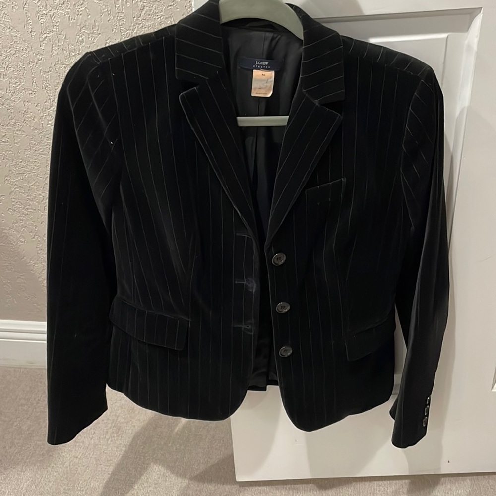 JCrew velvet striped blazer